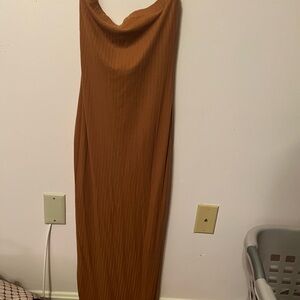 Absolutely Brown Cowl Neck Sleeveless Slip Maxi Dress